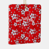 Red Hibiscus Aloha Shirt Square Ornament (Rechts)