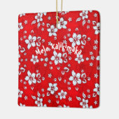 Red Hibiscus Aloha Shirt Square Ornament (Links)