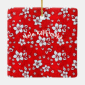 Red Hibiscus Aloha Shirt Square Ornament (Achterkant)