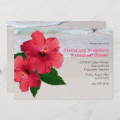 Red Hibiscus Beach Wedding Rehearsal Dinner Kaart (Voorkant / Achterkant)