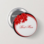 Red Hibiscus Best Man Badge Ronde Button 5,7 Cm (Voorkant /achterkant)