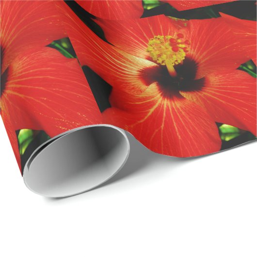 Red Hibiscus Cadeaupapier (Rol Hoek)