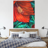 Red Hibiscus - Canvas Afdrukken (Insitu (Slaapkamer))