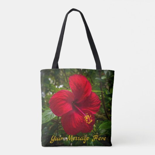 "Red Hibiscus" Canvas tas (Achterkant)