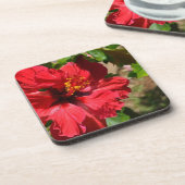 Red Hibiscus Cork Onderzetter (Linkerzijde)