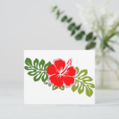Red Hibiscus en bladeren Briefkaart (Staand voorkant)