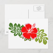 Red Hibiscus en bladeren Briefkaart (Voorkant / Achterkant)