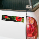 Red Hibiscus en bladeren Bumpersticker (Op Truck)