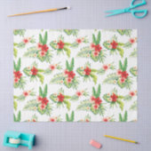 Red Hibiscus en Green Tropical Leafs Pattern Tissuepapier (Craft)