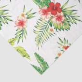 Red Hibiscus en Green Tropical Leafs Pattern Tissuepapier (Detail)