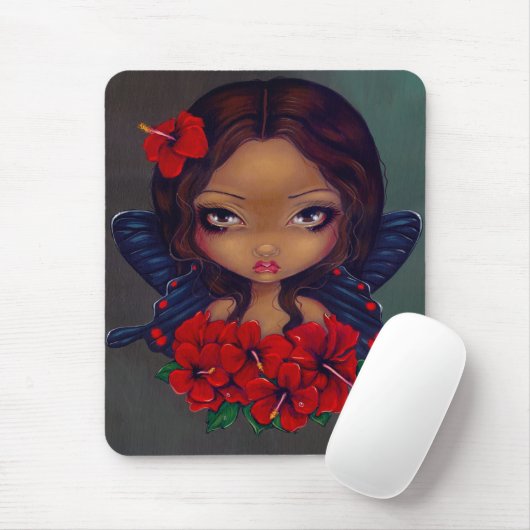 "Red Hibiscus Fairy" Mousepad Muismat (Met muis)