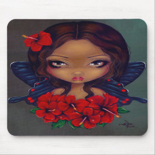 "Red Hibiscus Fairy" Mousepad Muismat