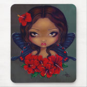 "Red Hibiscus Fairy" Mousepad Muismat (Voorkant)