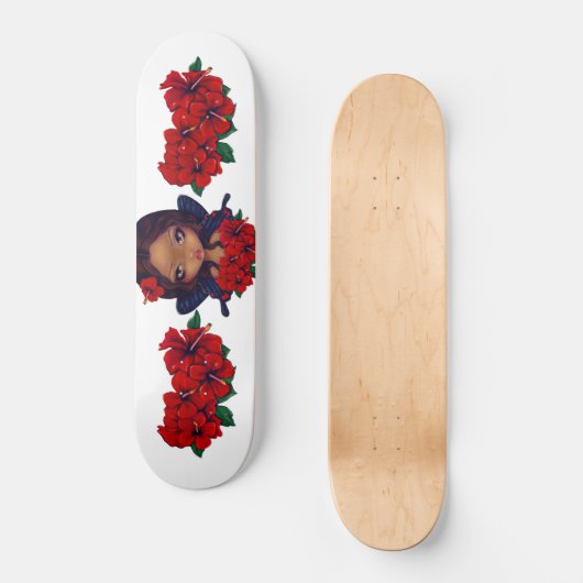 Red Hibiscus Fairy Skateboard (Voorkant)