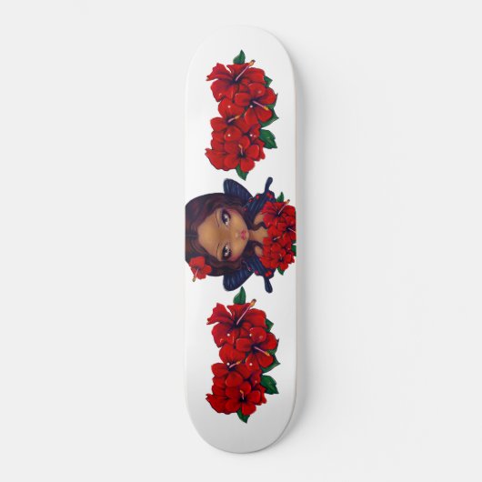Red Hibiscus Fairy Skateboard (Voorkant)