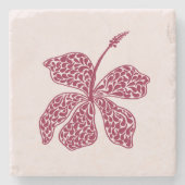 Red Hibiscus Floral Art Stenen Onderzetter (Voorkant)