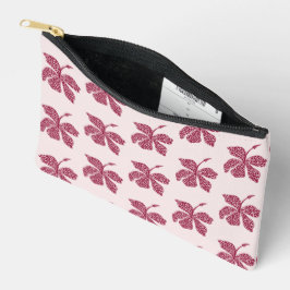Red Hibiscus Floral Pattern Print Cut Sew Bag Etui