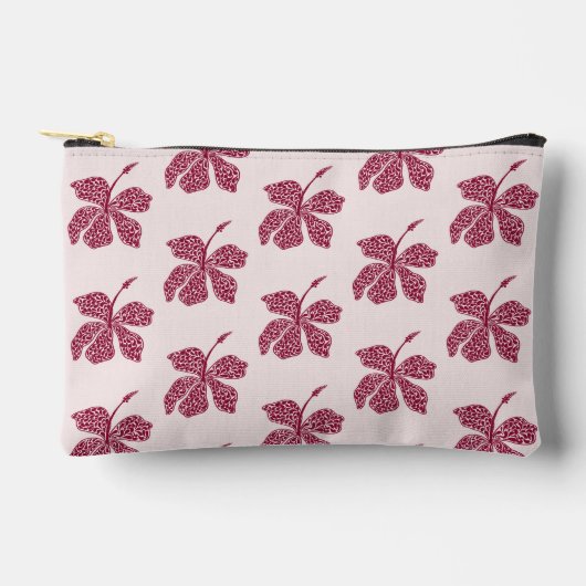 Red Hibiscus Floral Pattern Print Cut Sew Bag Etui (Voorkant)