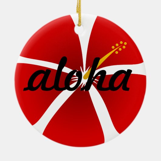 Red Hibiscus Flower Aloha kerst Keramisch Ornament (Achterkant)