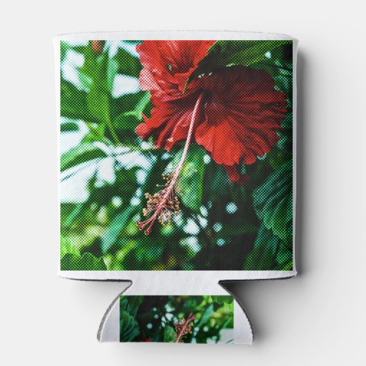 Red Hibiscus Flower Blikjeskoeler (Achterkant)