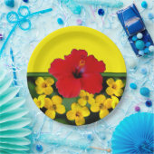 Red Hibiscus Flower Bouquet Papieren Bordje (Feest)