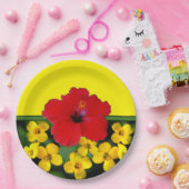 Red Hibiscus Flower Bouquet Papieren Bordje (Feest)