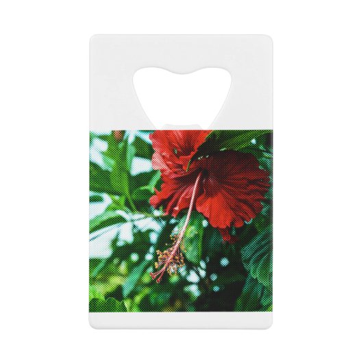 Red Hibiscus Flower Creditkaart Flessenopener (Voorkant)