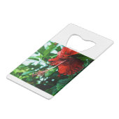 Red Hibiscus Flower Creditkaart Flessenopener (Achterkant Gekanteld)