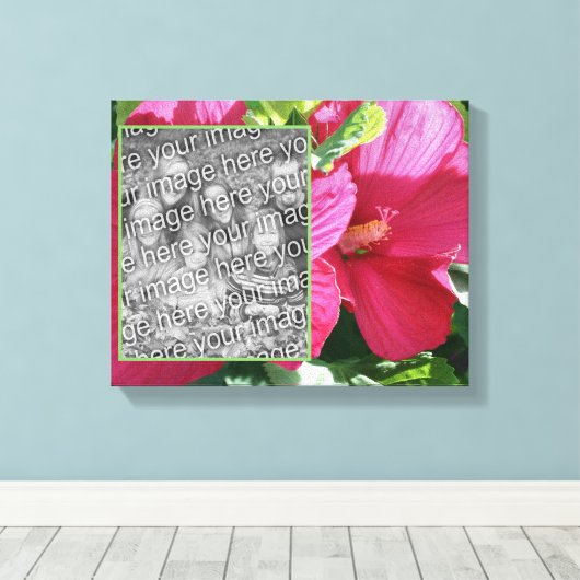 Red Hibiscus Flower Creëer Uw eigen foto Canvas Afdruk (Insitu (Houten vloer))