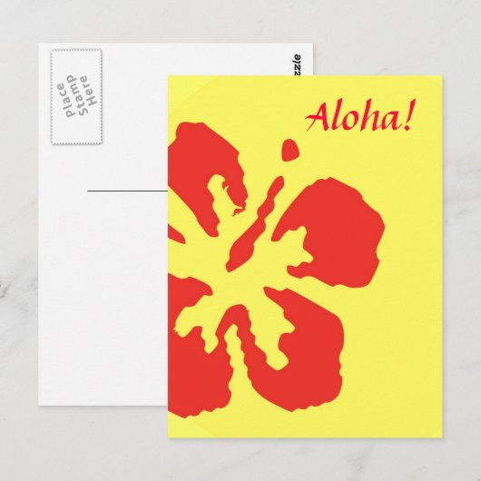 Red Hibiscus Flower Custom Design Briefkaart (Voorkant / Achterkant)
