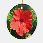 Red Hibiscus Flower foto van Hawaii Keramisch Ornament (Links)