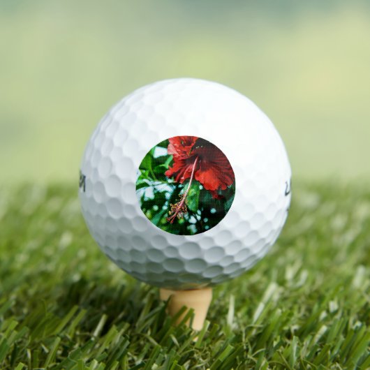 Red Hibiscus Flower Golfballen (Insitu Shirt)
