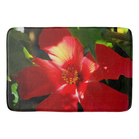 Red Hibiscus Flower in Sunlight Badmat (Voorkant)