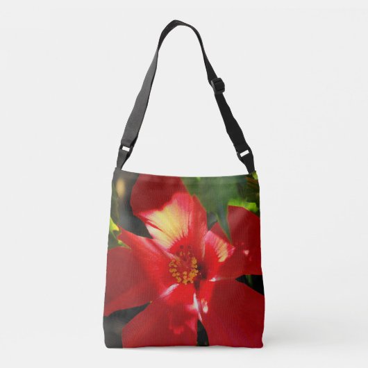 Red Hibiscus Flower in Sunlight Crossbody Tas (Achterkant)
