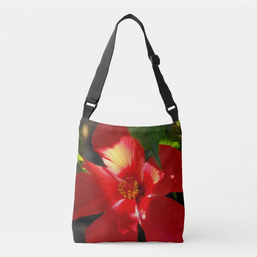 Red Hibiscus Flower in Sunlight Crossbody Tas (Voorkant)