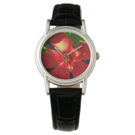 Red Hibiscus Flower in Sunlight Horloge