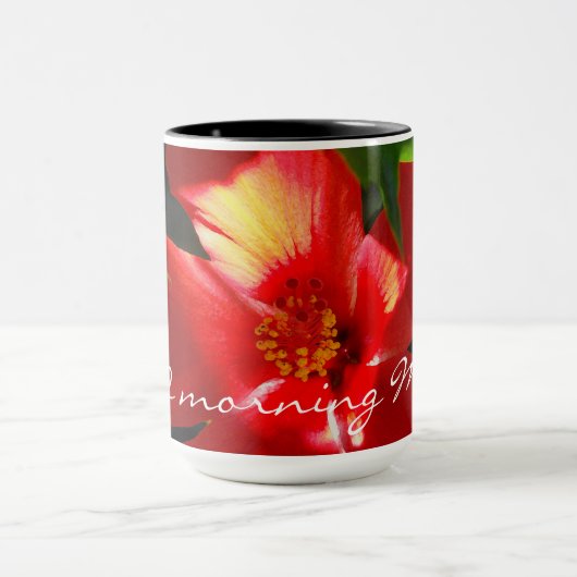 Red Hibiscus Flower in Sunlight Mok (Midden)