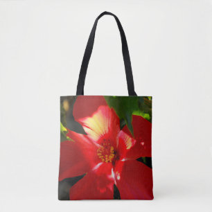 Red Hibiscus Flower in Sunlight Tote Bag