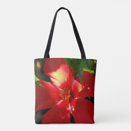 Red Hibiscus Flower in Sunlight Tote Bag (Achterkant)