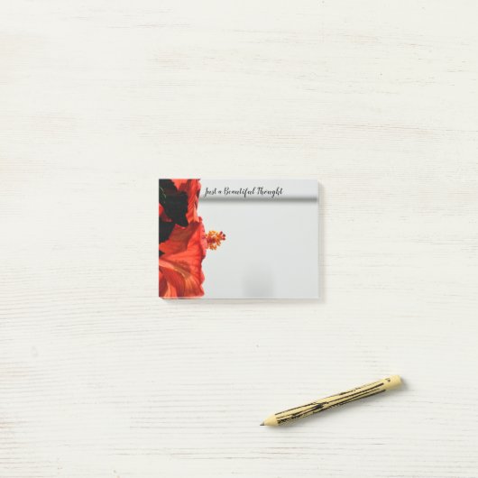 Red Hibiscus Flower Just Beauful Thoughts Grey Post-it® Notes (Op bureau)