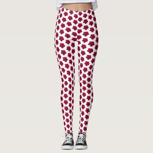 Red Hibiscus flower Leggings (Voorkant)