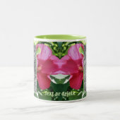 Red Hibiscus Flower Lijst Uw foto toevoegen Tweekleurige Koffiemok (Center)