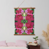 Red Hibiscus Flower Pair Close Up Abstract Hanging Hangend Wandkleed (Slaapkamer)