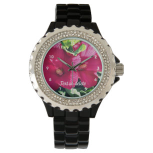 Red Hibiscus flower Pair Sluiten Persoonlijk Horloge