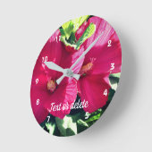 Red Hibiscus flower Pair Sluiten Persoonlijk Ronde Klok (Hoek)