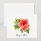 Red Hibiscus Flower Personalised Note Cards Notitiekaartje (Voorkant / Achterkant)