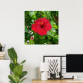 Red Hibiscus Flower Poster (Thuiskantoor)