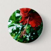 Red Hibiscus Flower Ronde Button 5,7 Cm (Voorkant)