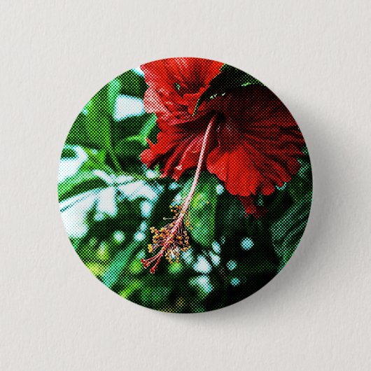 Red Hibiscus Flower Ronde Button 5,7 Cm (Voorkant)