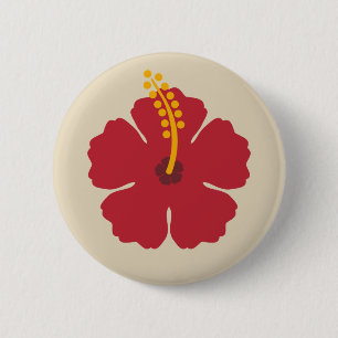 Red Hibiscus Flower Ronde Button 5,7 Cm